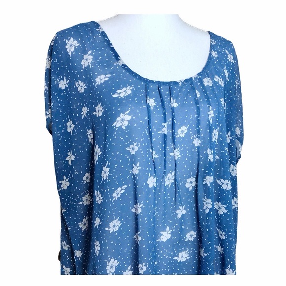 Torrid Scoop Neck Sheer Floral Tulip Back Blouse Size 2x - Picture 4 of 8
